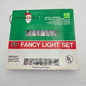 Vintage Christmas Trim 50 Fancy Light Set Pink Bulbs 25ft Indoor Outdoor WalMart